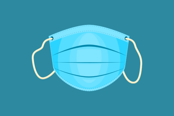 Isolated Front Shaped Medical Mask Design for Embroidery